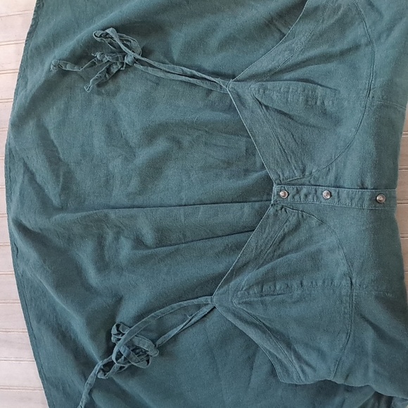 Aerie Linen Corset Linen Blend Beachy Straps Buttons Sycamore Green Mini Dress - Picture 7 of 12